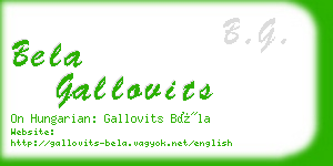 bela gallovits business card